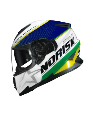 Capacete Norisk FF302 Soul Grand Prix Brasil - Branco/Azul/Amarelo